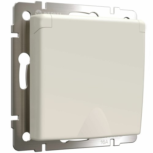 Розетка с заземлением без рамки Werkel 1-м. крышка шторки IP44 айвори матовый фото Розетка с заземлением без рамки Werkel 1-м. крышка шторки IP44 айвори матовый картинка